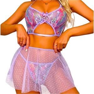 Purple Butterfly Rave Festival Dancewear Lingerie Costume Set
